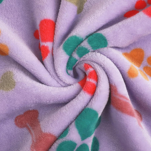 Luciphia 1 Pack Fluffy Premium Fleece Pet Blanket, Paw Bone Printed Throw for Dog Cat (Small 23x16'', Purple/Pink/White)