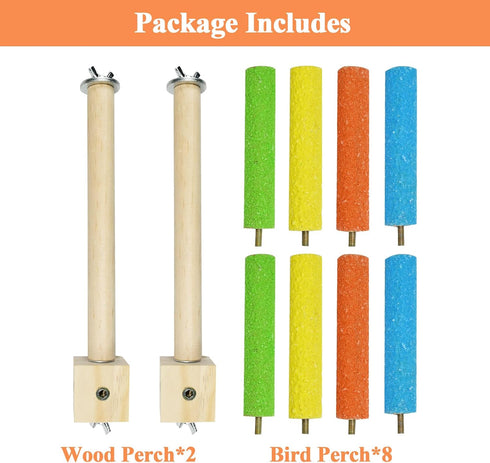 Bird Stand Perch Toy, Double Layer Spinning Parakeet Toys Exercise Wheel Cockatiel Toy for Cages Wooden Perchs