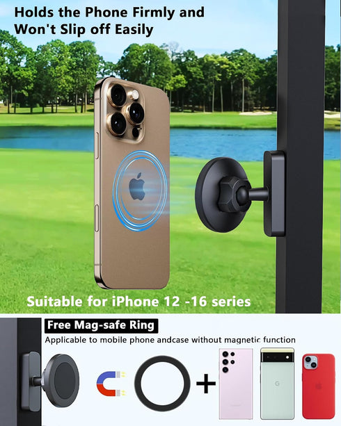 Gdncbm Holder360 16-12 Magnetic Golf Cart Phone Rotatable Anti Shake Alloy Phone Mount Compatible with Mag-Safe iPhone
