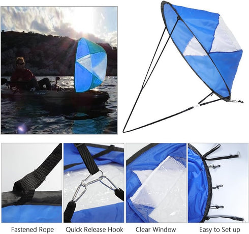 VGEBY 42Inch Wind Sail - Foldable Popup Board Paddle Downwind Sail Kit for Kayaks, Canoes, and Paddle Boards