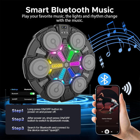 Lights,2 3-12+ Music Punching Machine for Kids Adults,Bluetooth Wall Mounted Boxing Trainer with Gloves,Rhythm Player