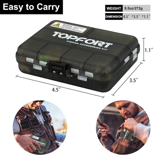 TOPFORT 187/343pcs Fishing Accessories Kit, Includes Jig Hooks, Sinker Weights & Tackle Box