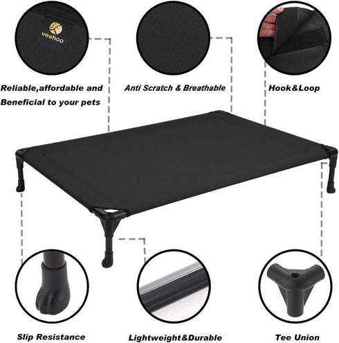 Veehoo Cooling Elevated Dog Bed, Portable Raised Pet Cot with Washable Mesh, Durable Dog Hammock Bed for Indoor &