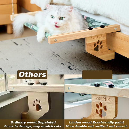 Hammock Cat Window Perch for Large Cats Inside, Sturdy Cat Window Seat with Cooling Mat, Adjustable Cats Platform Bed