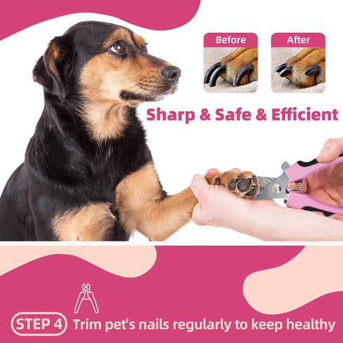 7 Set Pet Grooming Kit - PCS Deshedding Brush with Slicker, Undercoat Rake, Bath Brush & Nail Clipper for Short & Long