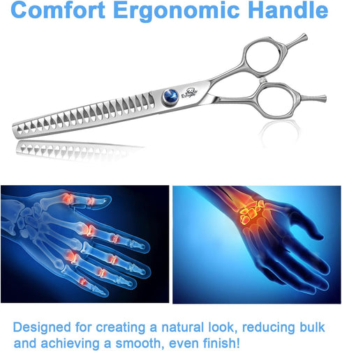 7" 21-Teeth Trimming Chunkers Dog Grooming Scissors, Professional Texturizing Blending Thinning Shears Pets Hair Kit