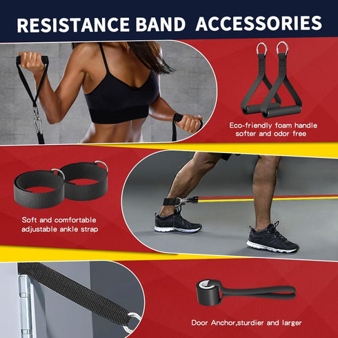 WHATAFIT Resistance Bands, Exercise Bands for Working Out, Work Out Bands with Handles for Fitness Training
