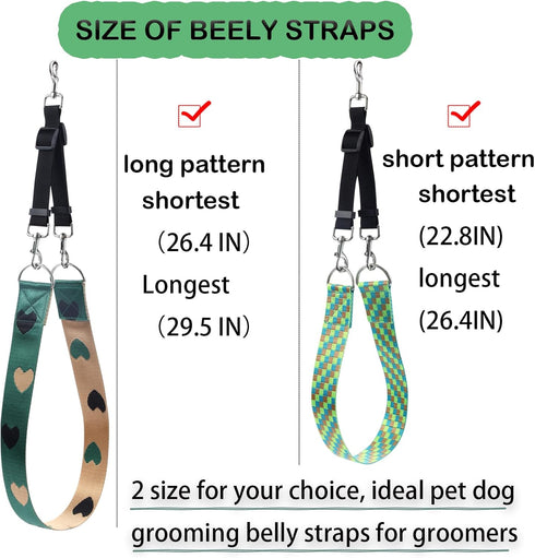Pet Dog Grooming Arm Accessories - Adjustable Belly Straps with Connector, Nylon Restraint Noose (Color-1, Short)