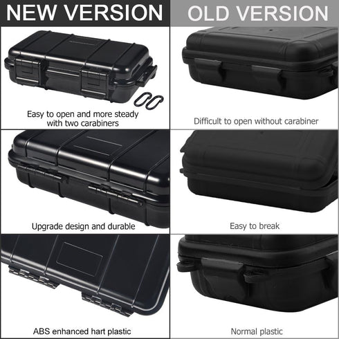 Watertight Box Outdoor Utility Dry Box, Shockproof & Waterproof Protective Case W/Foam, Micro Case Solid Dry Storage Container for Fishing Camping Diving Snorkelling Outdoor Activities, Small Black