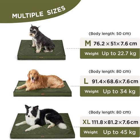 Lesure Outdoor Waterproof Dog Beds for Large Dogs, Washable with Oxford Fabric Surface, Orthopedic Foam Pet Bed,