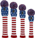 Scott Edward Knitted Golf Head Covers 4PCS, Handmade Fit for Driver and Fairway Woods with Long Neck Pom Pom