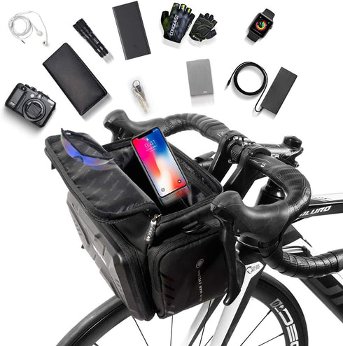 WILD MAN 4L Rainproof Bike Handlebar Storage Bag with Touch Screen for MTB Mountain Road Bike Scooters