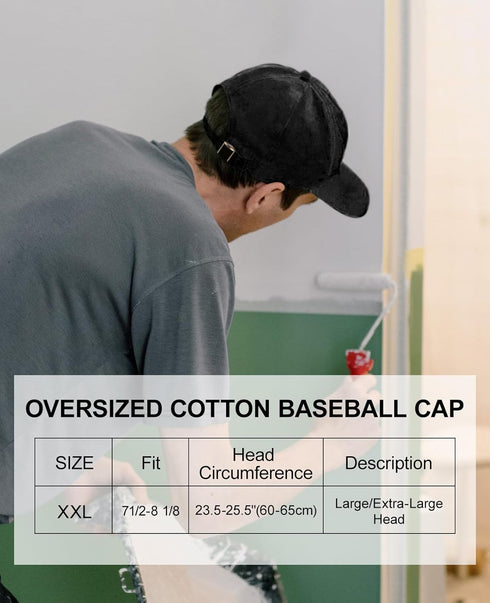 Oversize XXL Baseball Cap for Men and Women, Adjustable Soft Crown Hat for Big Heads 23.6"-25.6"
