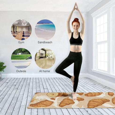 Bread Milk Yoga Mat for Home Workout Fitness Mat for Women Non Slip Exercise Mats with Storage Bag