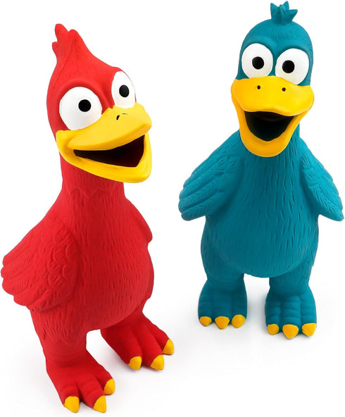 2 Pack CHIWAVA Squawking Latex Dog Toy Chicken Duck Squeeze Squeak Interactive Play for Medium Large Dogs Assorted
