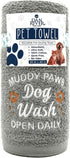 DAN RIVER 100% Cotton Dog Bath Towel, Ultra Soft 450 GSM, Quick Drying, Paw Embroidered Pattern, 20x40 inches