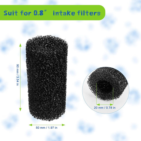 12 Pieces Aquarium Filter Sponge 0.8" Intake Shrimp Filter Coarse Sponge Filter for Aquarium Fish Tank, Protect Fish Fry and Shrimp, Black