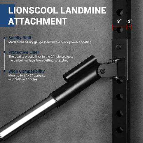 LIONSCOOL Power Rack Landmine Attachments, Ultra-Durable T-Bar Row for Full-Body Workout at Home Gym