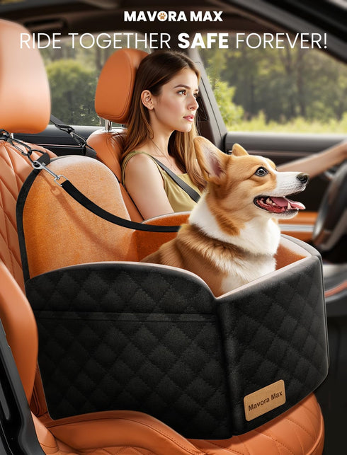 Mavora Max 35 lbs Dog Car Seat for Small/Medium Dogs, Elevated Dog Booster Seat Memory Foam Puppy Car Seat