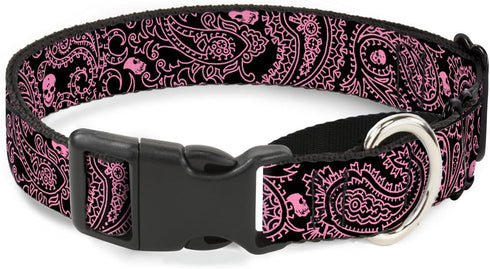 Buckle-Down Martingale Dog Collar, Bandana/Skulls Purple/White, 1" Wide, Fits 15-26" Neck Size, Large