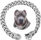 BAOBOTE 15MM Silver Stainless Steel Dog Collar with Cuban Link Heavy Duty Chew Proof Training Collar (26" Silver)