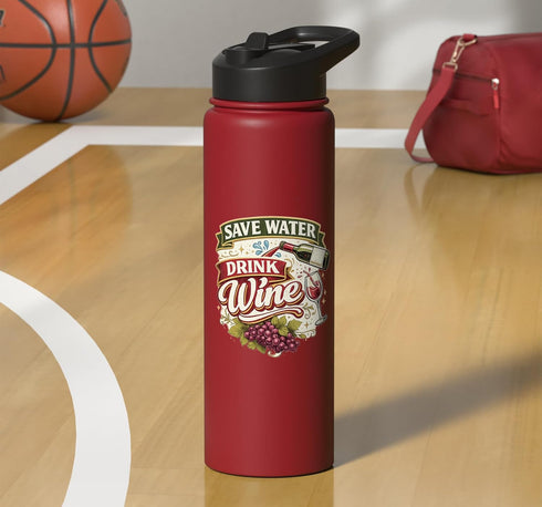 Wine Lovers Humor Co. Save Water Drink Wine Funny Vino Lover Humor Design Stainless Steel Insulated Water Bottle