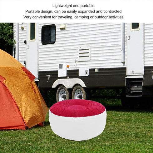 Bewinner Inflatable Flocking Chair, Inflatable Ottoman, Portable Stool Multipurpose Round Foldable, Portable Stool