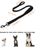 4FT Black Strong Dog Leash with 2 Padded Handles, Double-Sided Reflective Walking Lead for Small Medium Large Dogs