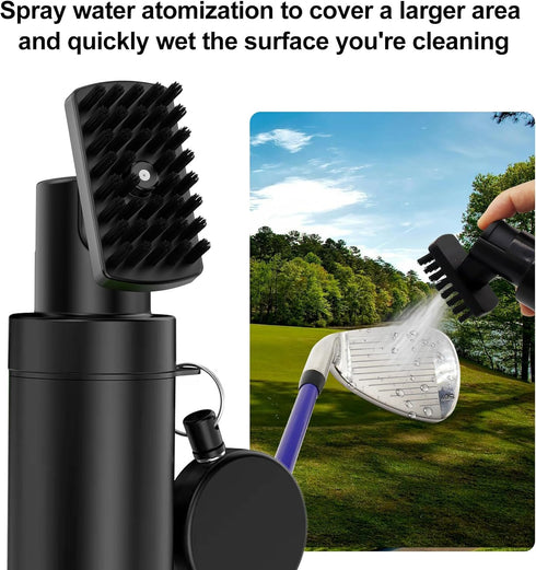 Golf Club Cleaner Brush with Carabiner Clip and Leak-Proof Water Bottle, Lightweight Cleaning Tool for Clubs