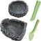 Reptile Bowls, 2 Pcs Feeding Dish with Clamp & Shovel, Resin Rock Water & Food Bowls for Reptiles