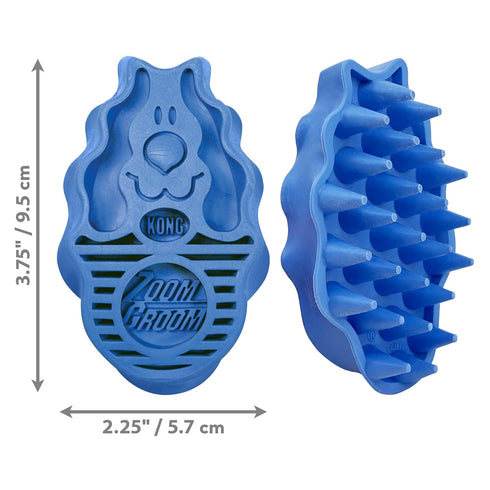 KONG Zoom Groom Dog Brush - Blue, Groom and Massage While Removing Loose Hair