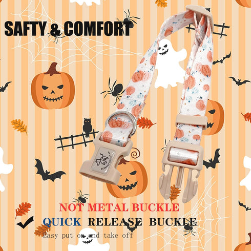 Elegant Little Tail Dog Collar, Halloween Adjustable Collar for Small Medium Large Dogs with Quick Release Buckle (XS,