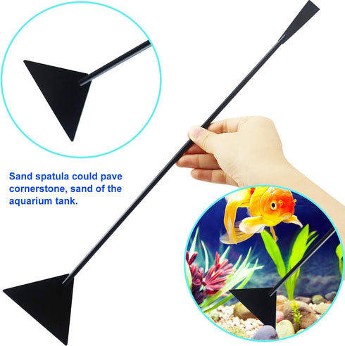 Aquarium Aquascape Tools Kit, 15 Inch Stainless Steel Aquatic Plants Tools, 4 in 1 Anti-Rust for Fish Tank Cleaning