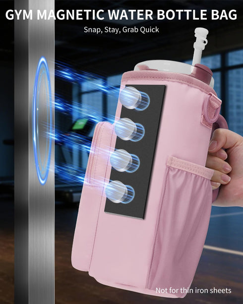 40oz 4 sportsnew Magnetic Gym Bag for Women Men, Water Bottle Carrier Holder with Strap & Phone Pockets for Tumbler