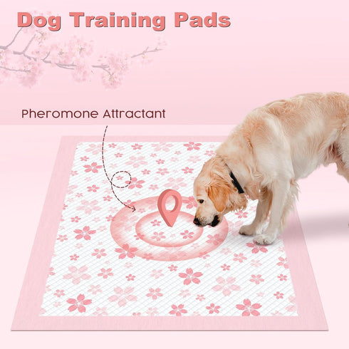 28"x34", 4 (40 Counts) MIZOK Dog Pee Pads Extra Large Potty Pads for Big Dog Breeds, Super Absorbent & Leak-Proof, Pink