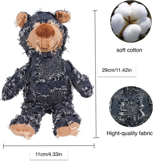 2023 New Indestructible Robust Bear Dog Toy, Squeaky Plush for Heavy Chewers (A-Navy)