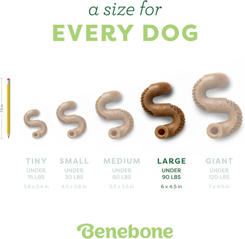 Benebone Tripe Bone Durable Dog Chew Toy for Aggressive Chewers, Made in USA, Large