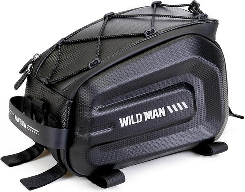 WILD MAN 4L Bike Seat Bag, Waterproof Bicycle Tail Bag, Hard Shell Bike Saddlebags for Electric Bicycle Touring