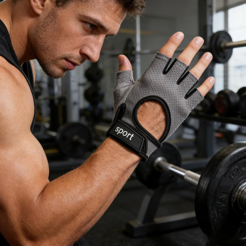 OVOY Fingerless Training Gloves - Non-Slip with Palm Padding for Weight Lifting, Cycling, Gym & Fitness | for Men