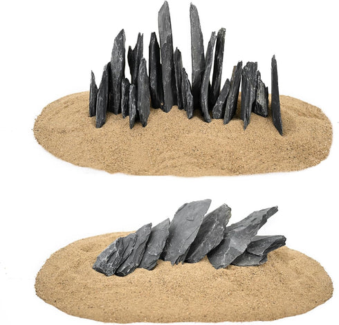 Natural Slate Stone Rocks 2 to 4 inch for Aquariums, Aquascaping, Terrariums, Reptile Enclosures, Paludariums, and