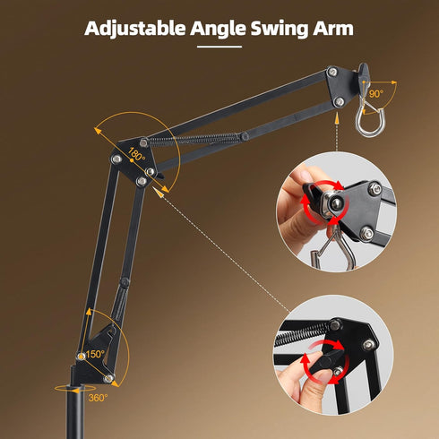 TALITARE 15-46 180 Reptile Lamp Stand, Adjustable in Heat Lamp Stand, Metal Floor Light Holder with Adjustable Swing