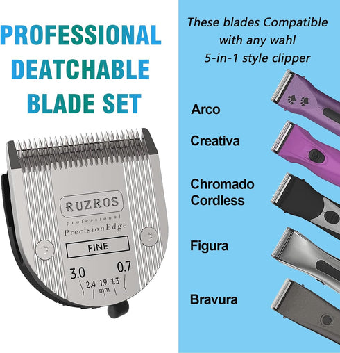 Pet Dog 5 in 1 Adjustable Standard Grooming Replacement Blade, Compatible with Wahl Arco, Bravura, Chromado, and More