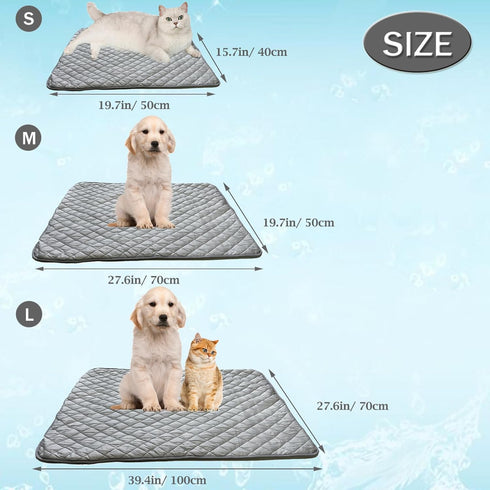 BAMY Cat Cooling Mat, Summer Dog Silk Pad, Self Cooling Cushion Washable Kitten Ice Blanket with Duck Strawberry
