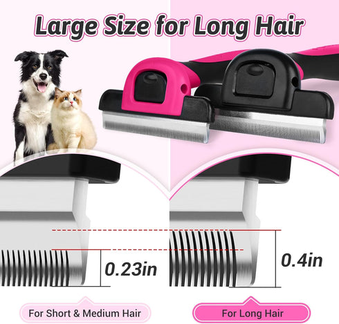 MIU COLOR Long Hair Pet Grooming Brush - Deshedding Tool for Medium and Large Dogs & Cats, Pink