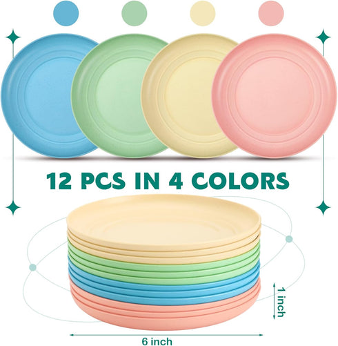 Gerrii 12 Pieces Whisker Fatigue Relief Cat Bowl 6 Inch Shallow Cat Food Dish Cat Wet Feeding Bowls Wide and Small Pet Plate for Kittens and Short Legged Cat, Wheat Straw (Light Colors,Round)