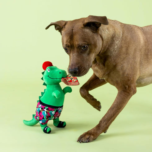 (314431) Fringe Studio Pizzasaurus REX Plush Dog Toy, Pet Shop Collection