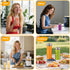 12 oz 4 Pack Sursip Glass Juice Bottles Wide Mouth Bottles with Stainless Steel Lids Leakproof, BPA Free