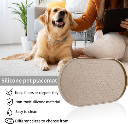 KPWACD Dog Food Mat Anti-Slip Bowl Mats for Food and Water, High-Lips Waterproof Pet Placemat Prevent Messy Spills