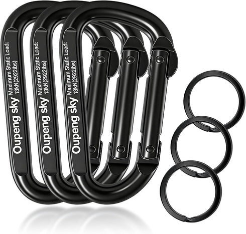 Carabiner Clip - Heavy Duty Carabiners 800lbs-13KN (2922 lbs) Carabeaner D Ring