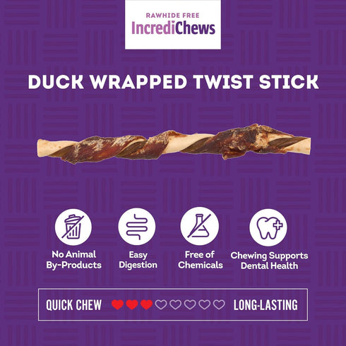 IncrediChews Stick with Duck Meat Wrap Dog Chew Treats, 10 Count, 1 Pack